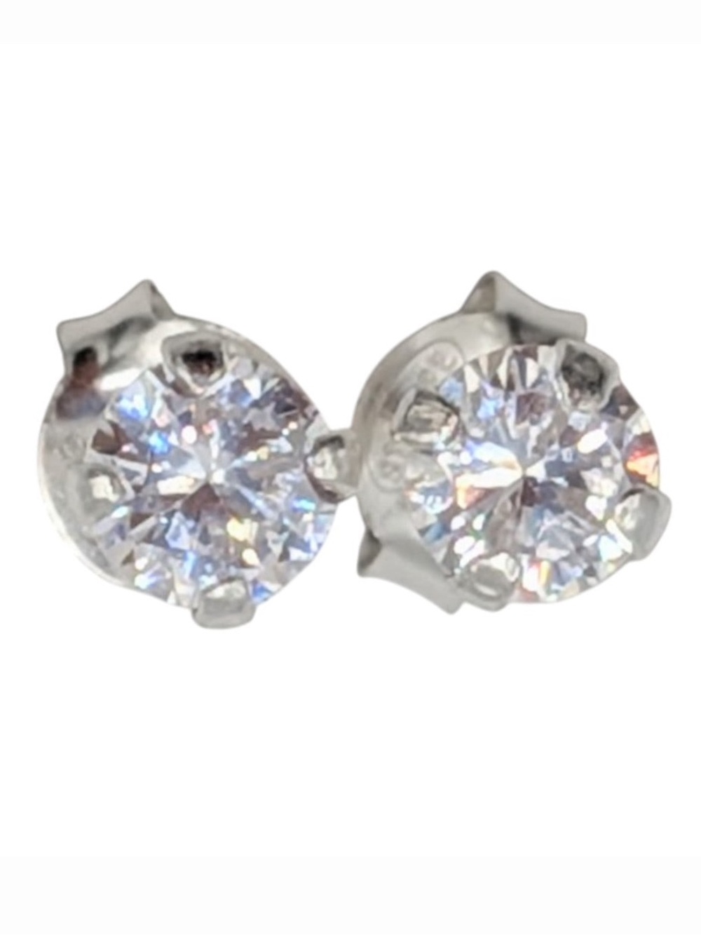 Sterling Silver 925 Large Clear Rhinestone CZ Stud Earrings STE BEE (184)